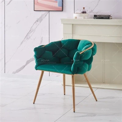 صندلی ناهار خوری پارچه مخملی سبز