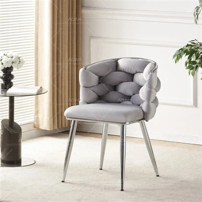 صندلی ناهار خوری پارچه مخملی خاکستری